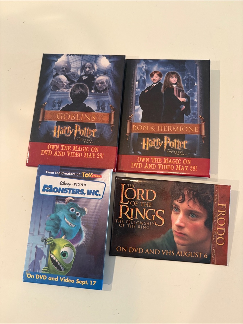 Vintage promotional retail movie pins